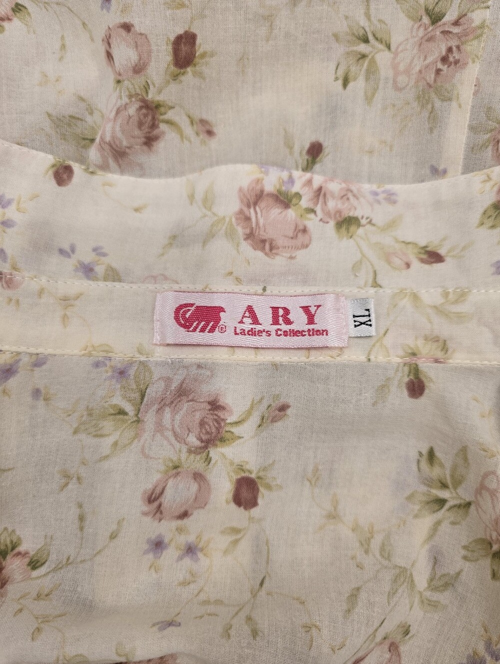 Vintage long-sleeve button-up shirt floral print Cotton XL - Picture 3 of 10